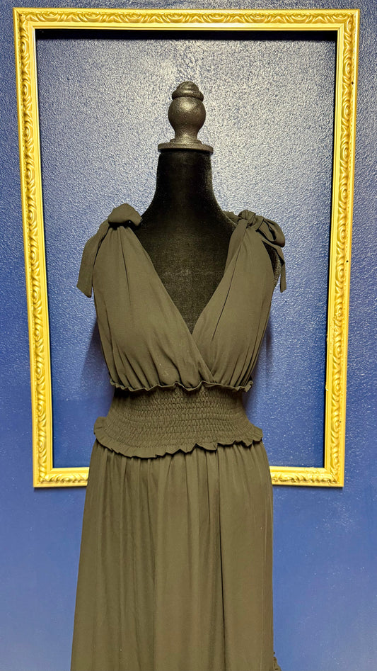 Strut & Bolt Black Smocked Waist Maxi Dress