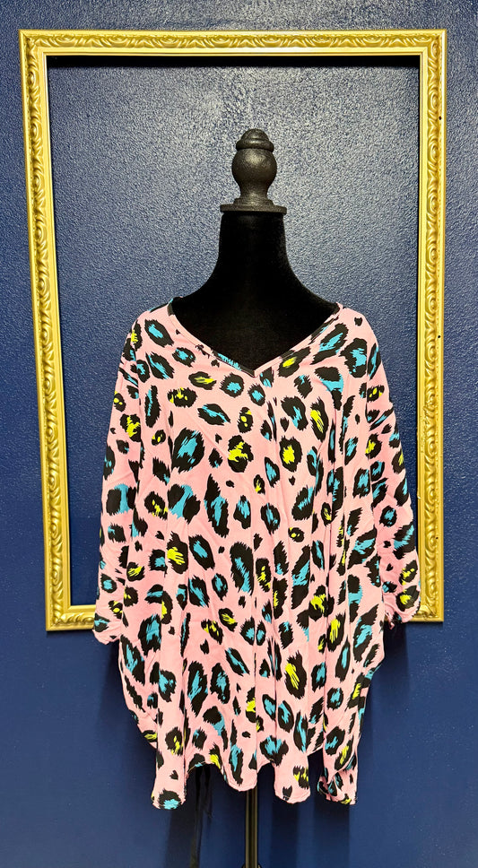 Adrienne Pink Leopard Blouse