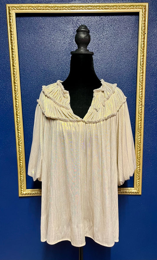 Entro Gold Metallic Gathered Blouse