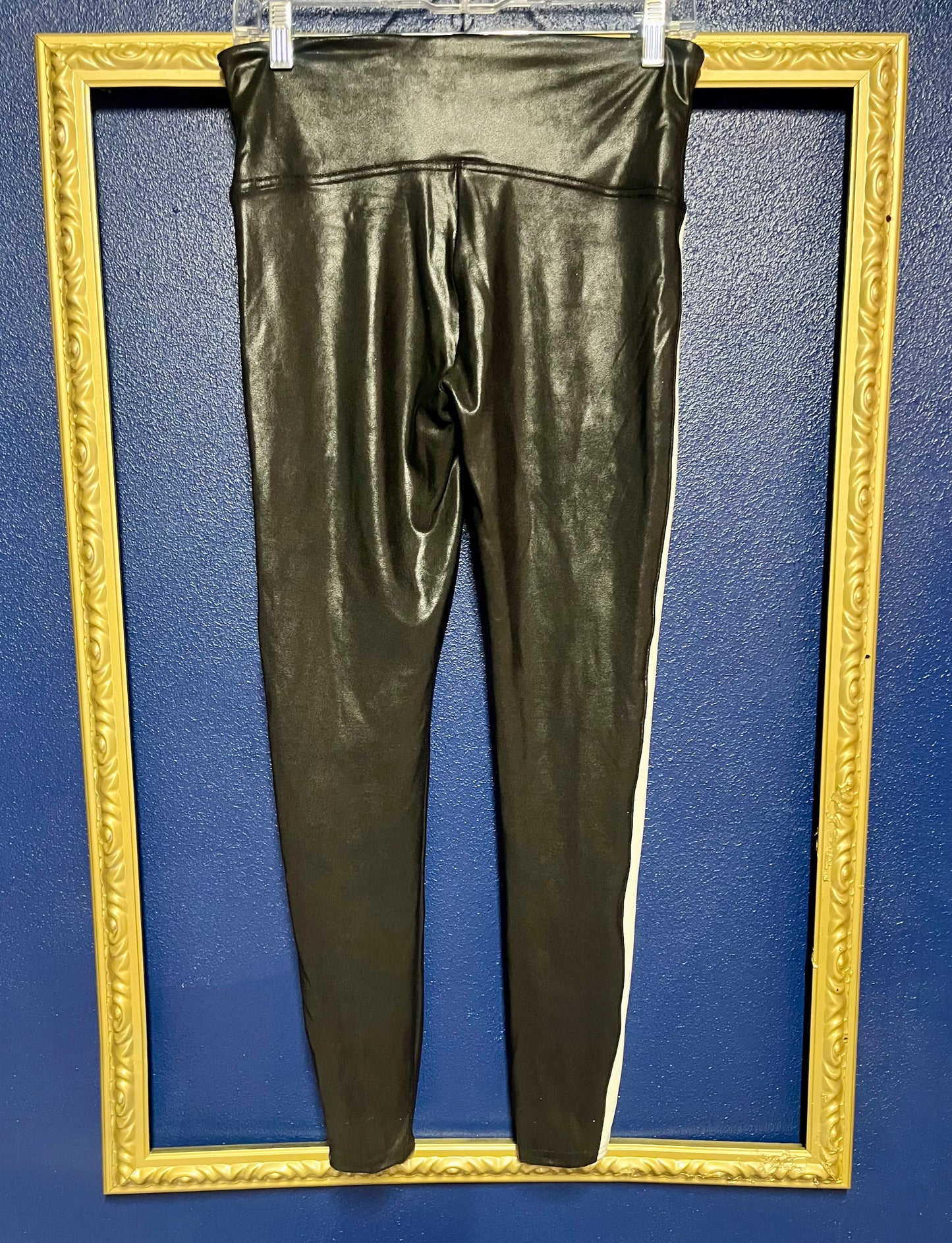 Spanx Faux Leather Leggings with White Stripe