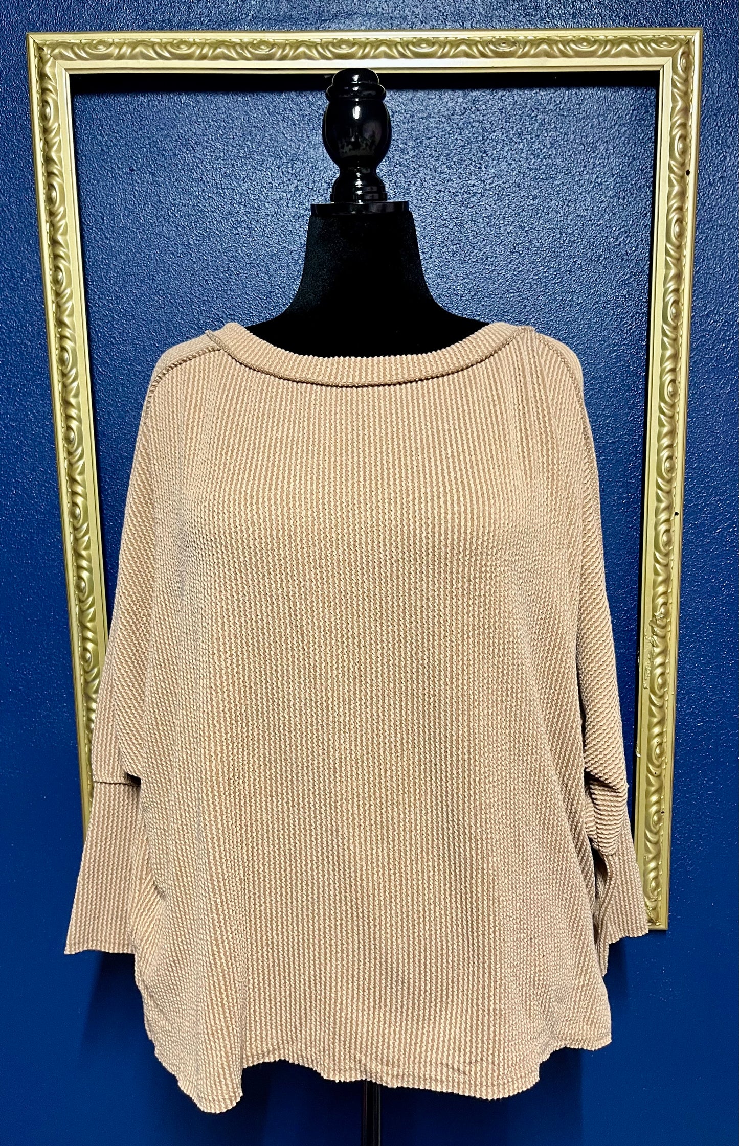 Reborn J Dark Tan Ribbed Pullover