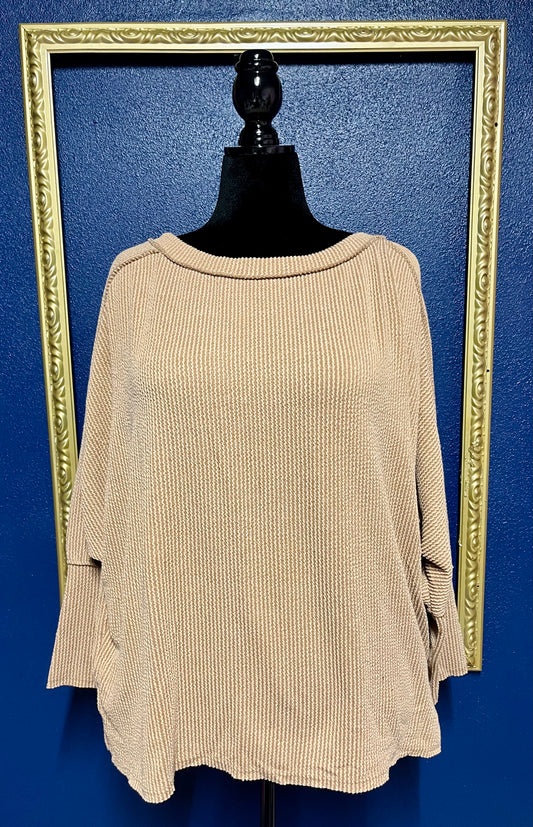 Reborn J Dark Tan Ribbed Pullover