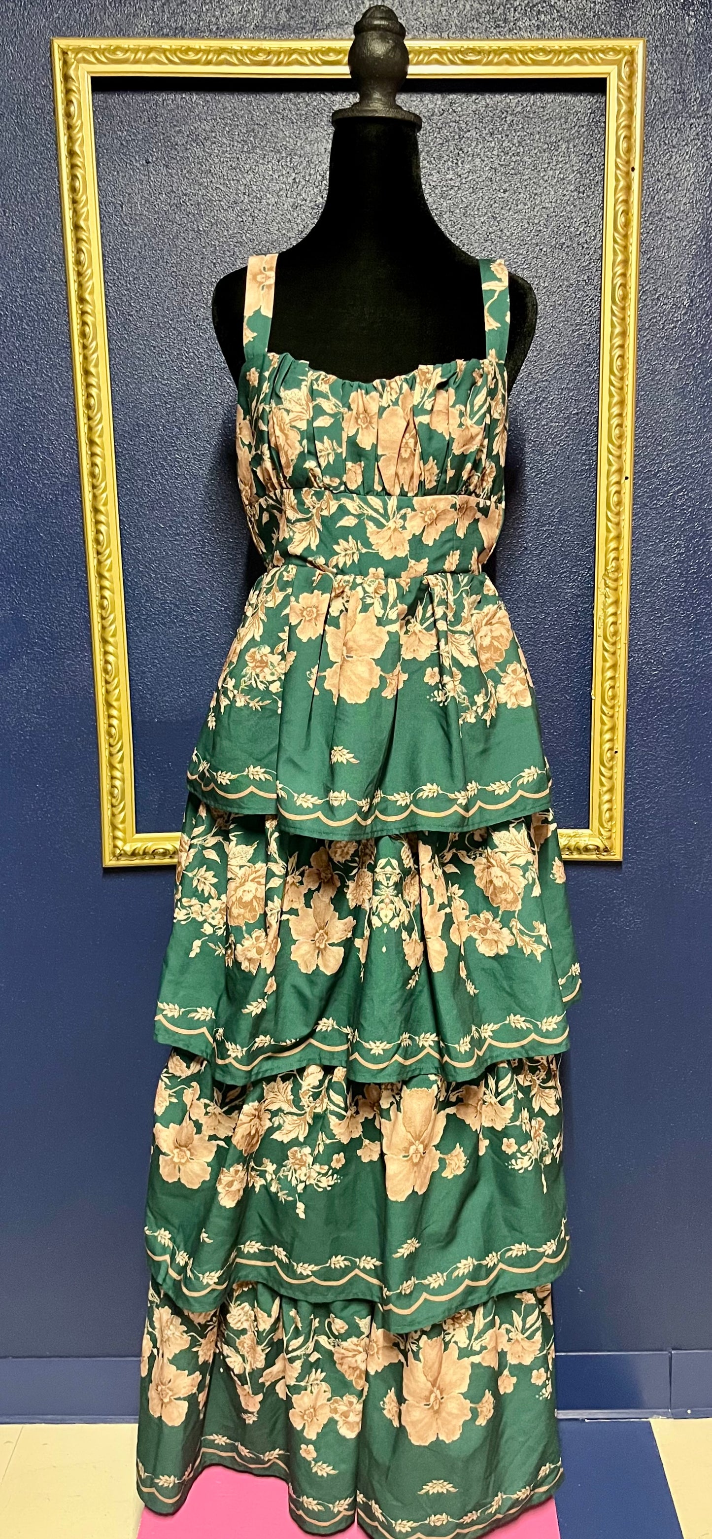 Mable Green Floral Tiered Dress
