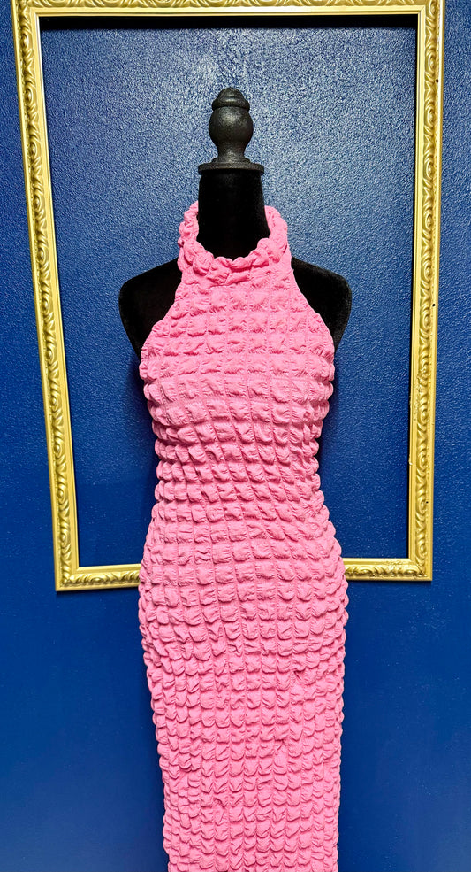 Novaorily Bubble Pink Halter Dress