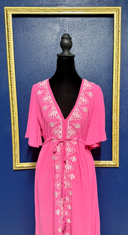 Strut & Bolt Pink Embroidered Dress