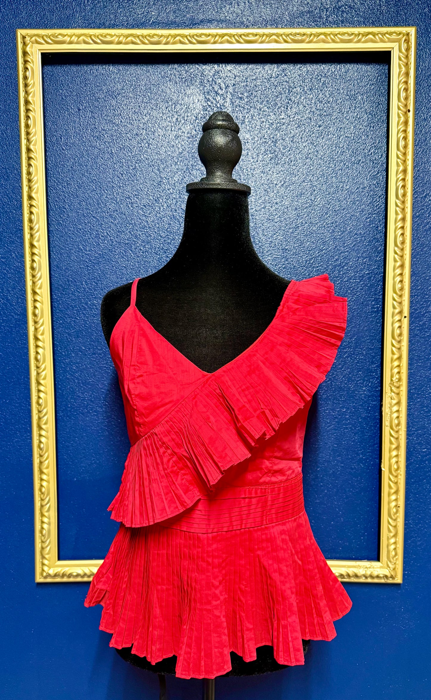 J. Roberts Pleated Ruffle Top