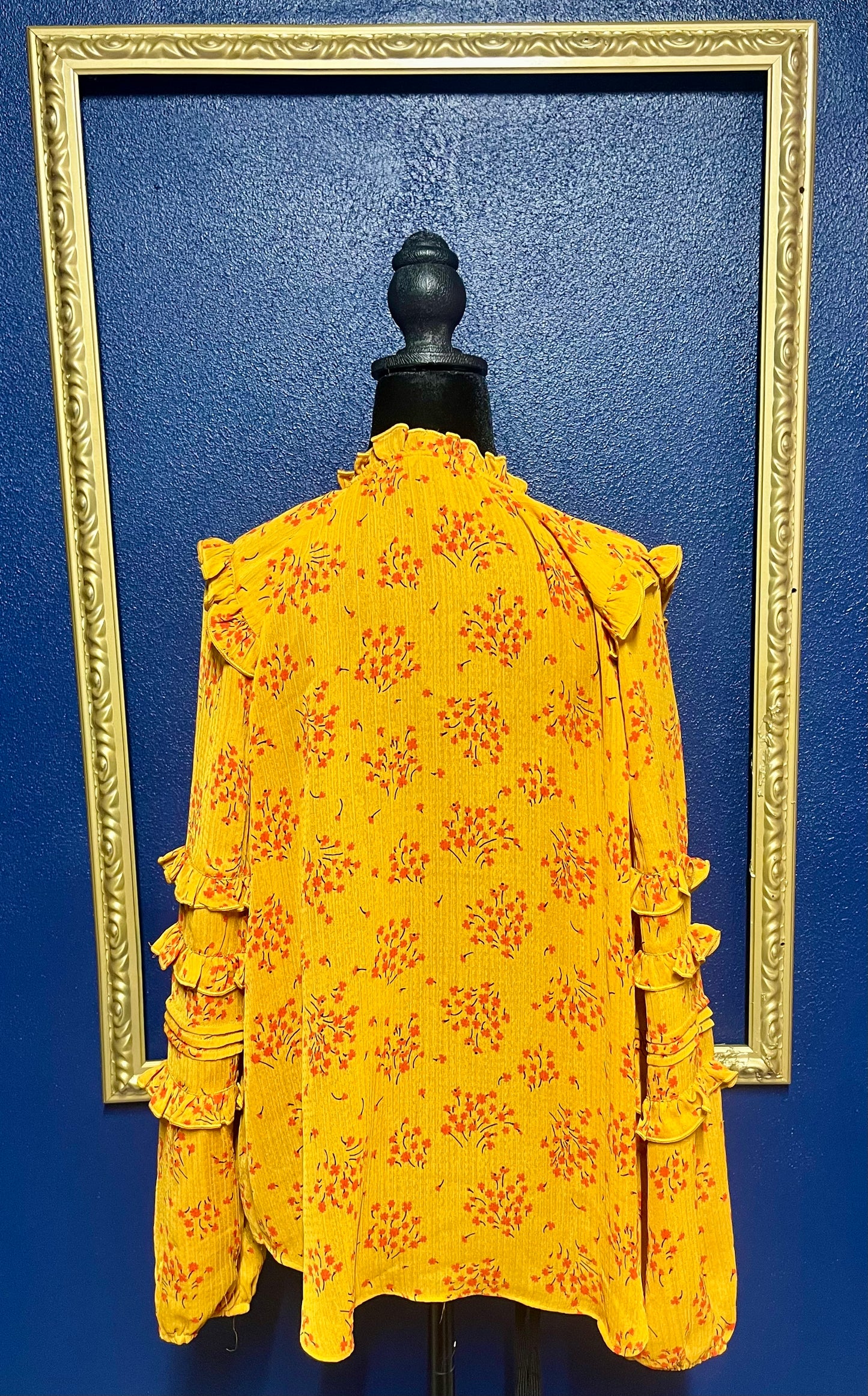 Ann Taylor Petite Gold Floral Blouse