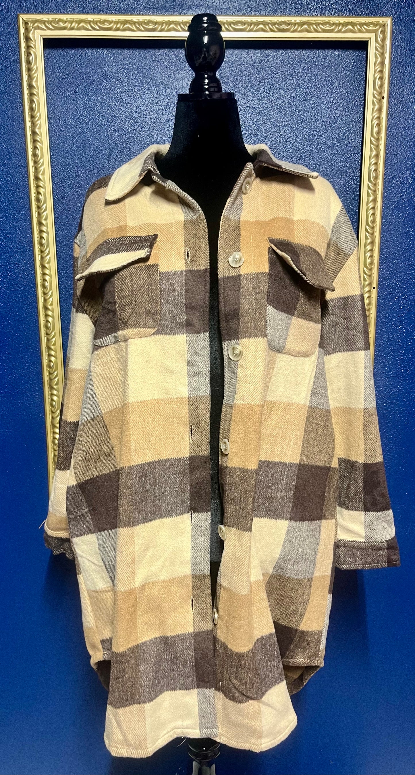 Shop the Mint Long Plaid Shacket