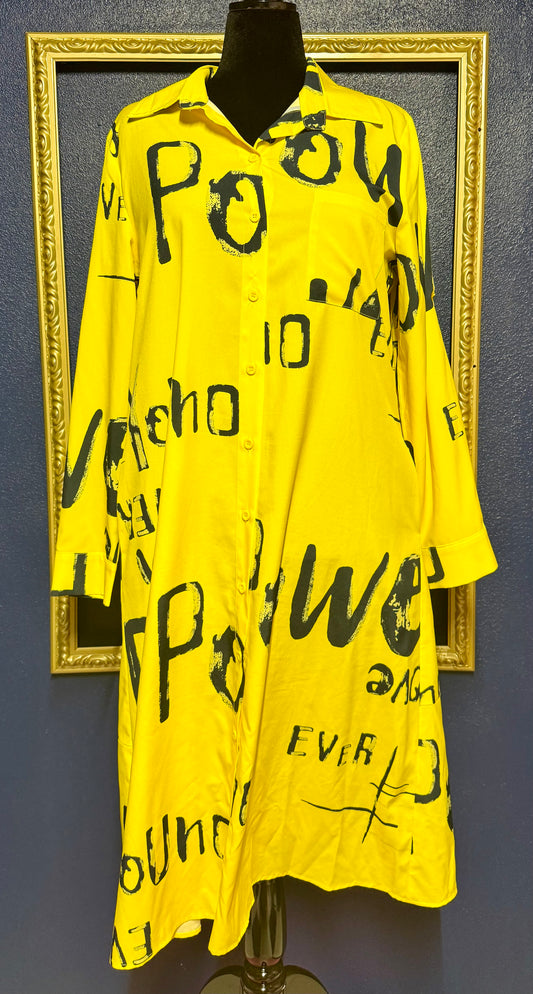 La' Ros Yellow and Navy Graphic Dress