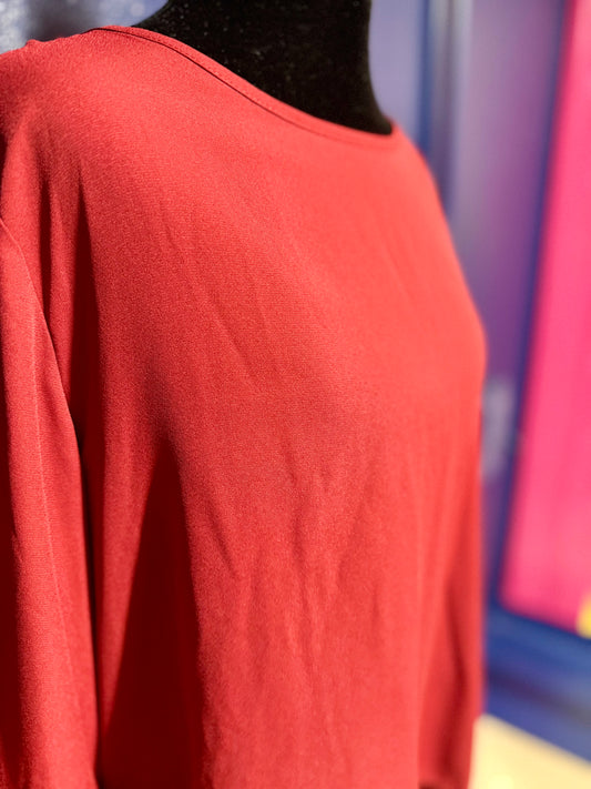 PrettyGarden High Low Maroon Blouse