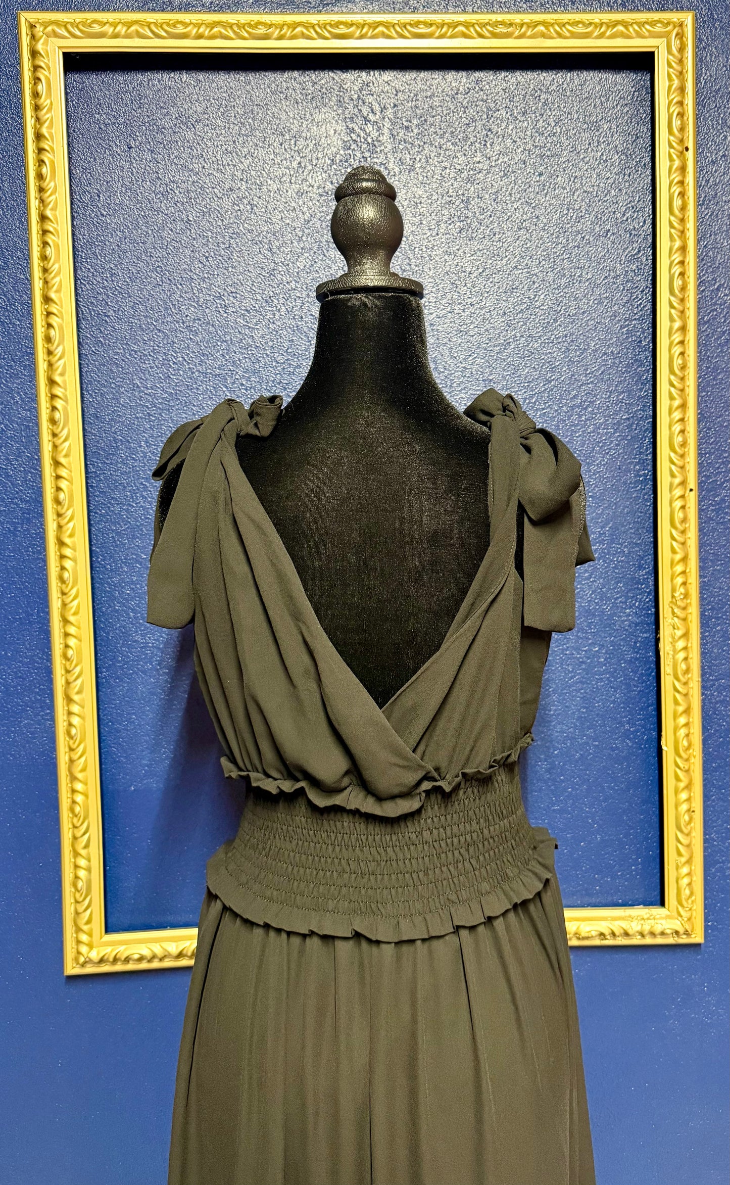 Strut & Bolt Black Smocked Waist Maxi Dress