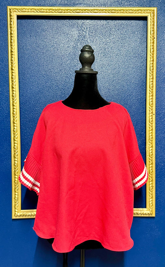 Ontwelfth Red Pleated Top