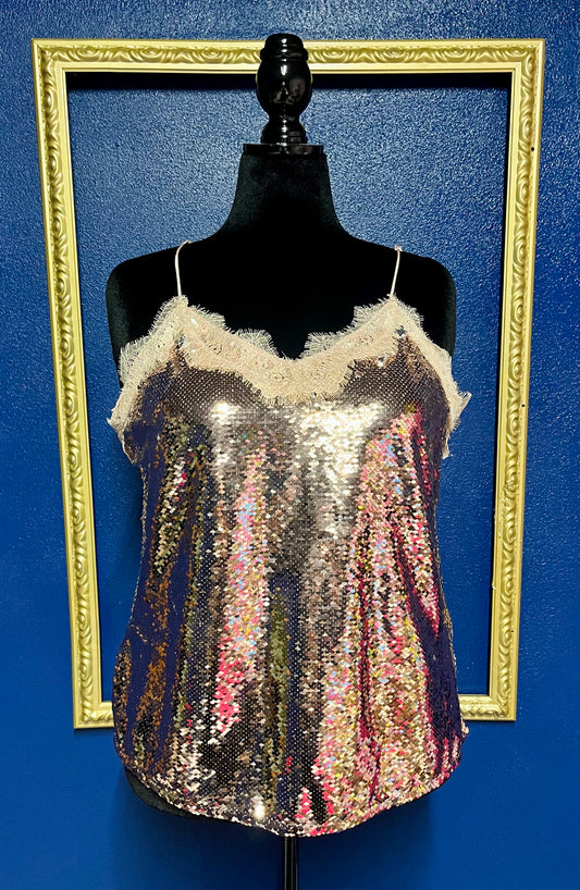 Nine West Sequin and Lace Blouse