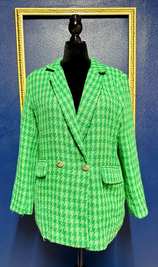 Buddy Love Green Houndstooth Blazer