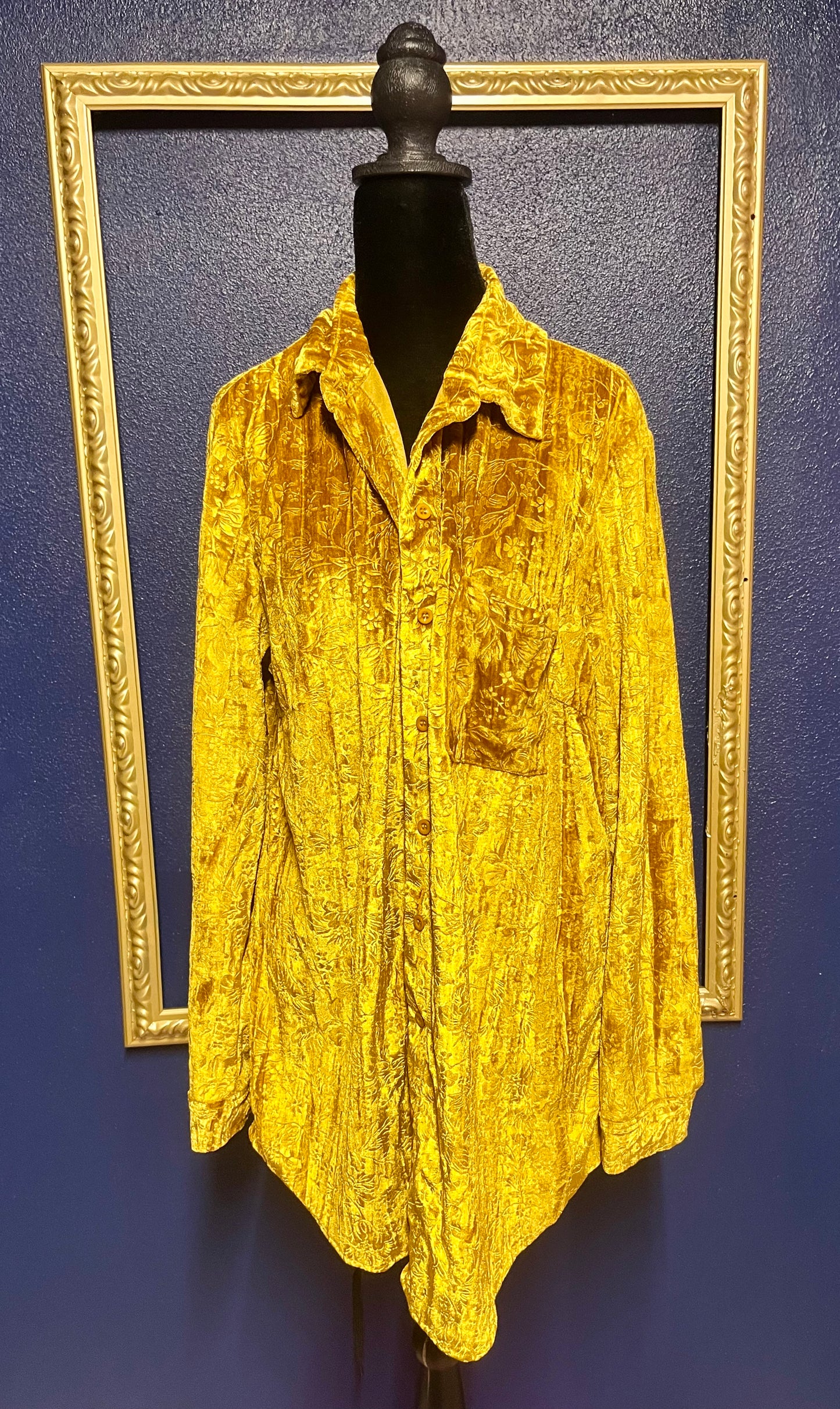 Umgee Gold Velvet Button Down