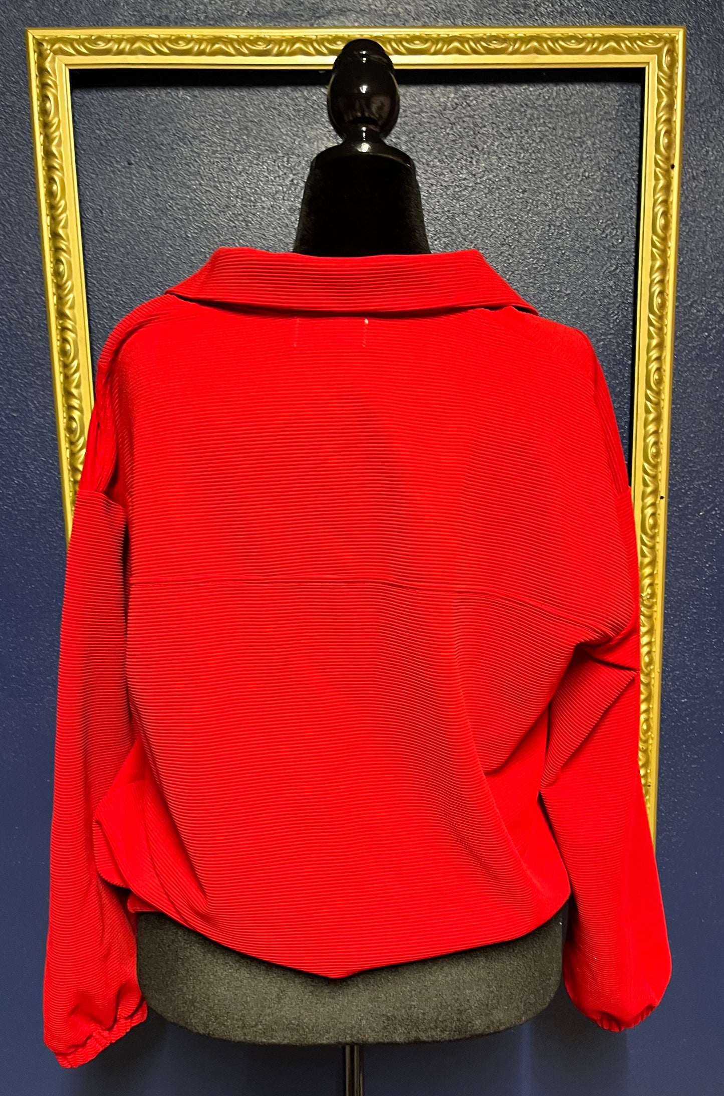 Jess Lea Red Ribbed Quarter Zip Pullover