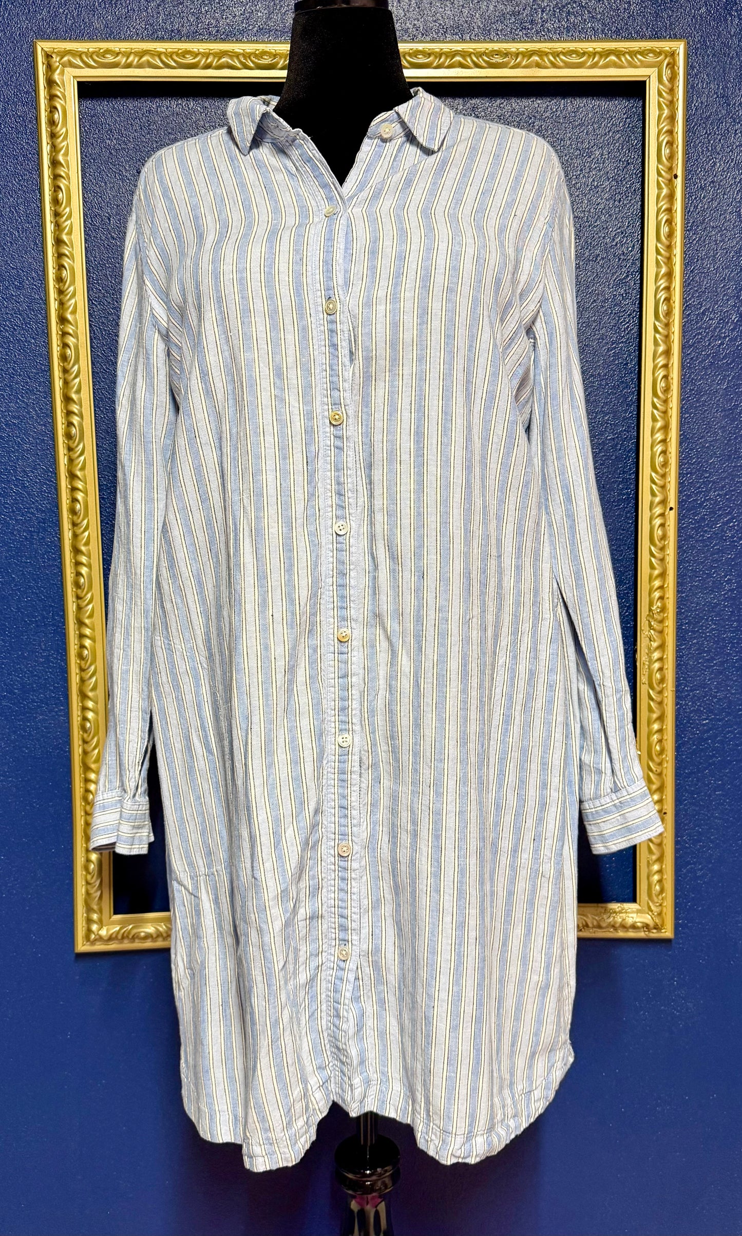 J. Jill Blue Stripe Button Down Dress