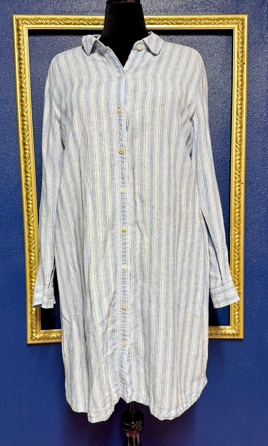 J. Jill Blue Stripe Button Down Dress