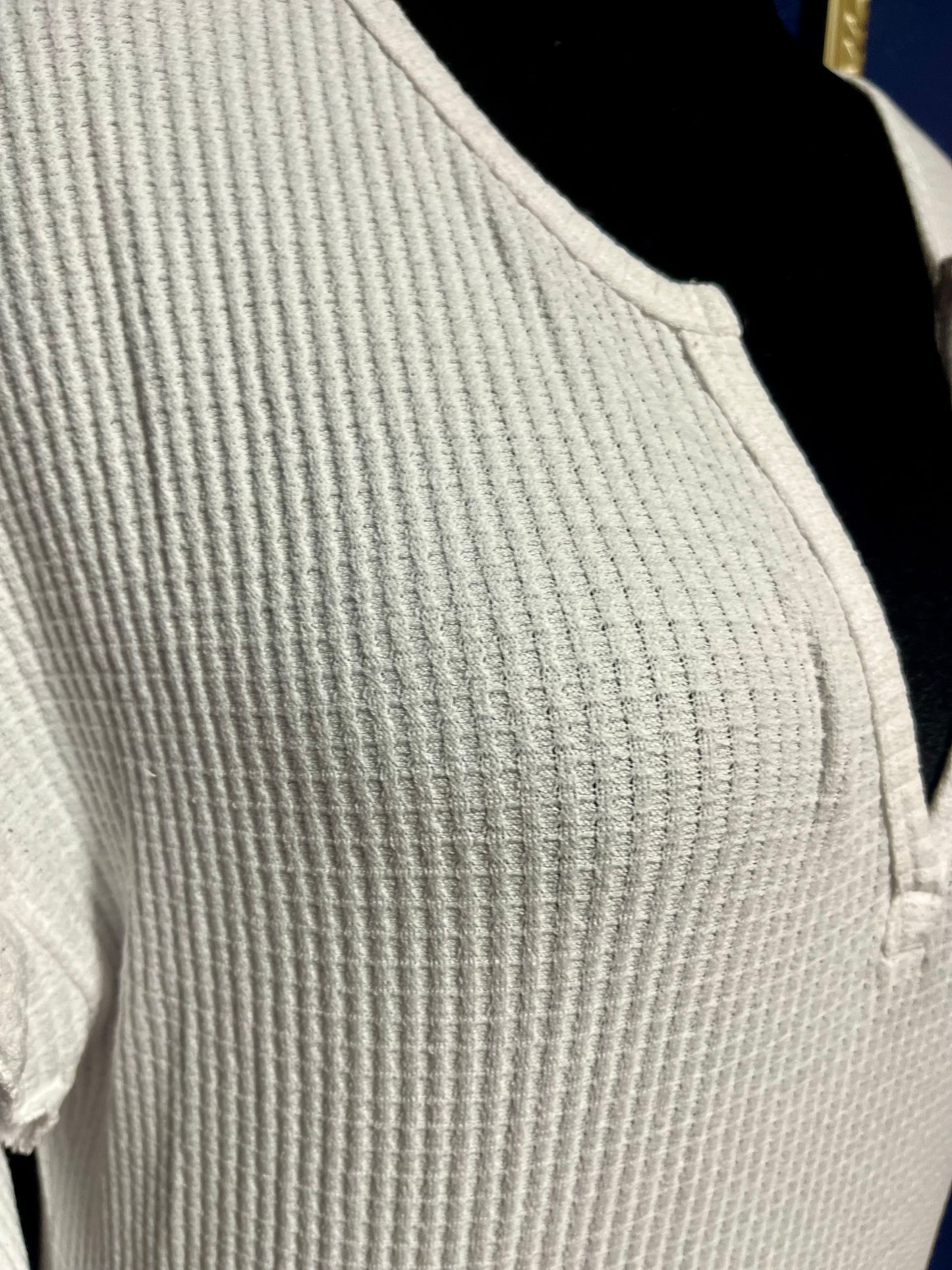 White Waffle Knit Long Sleeve Tee