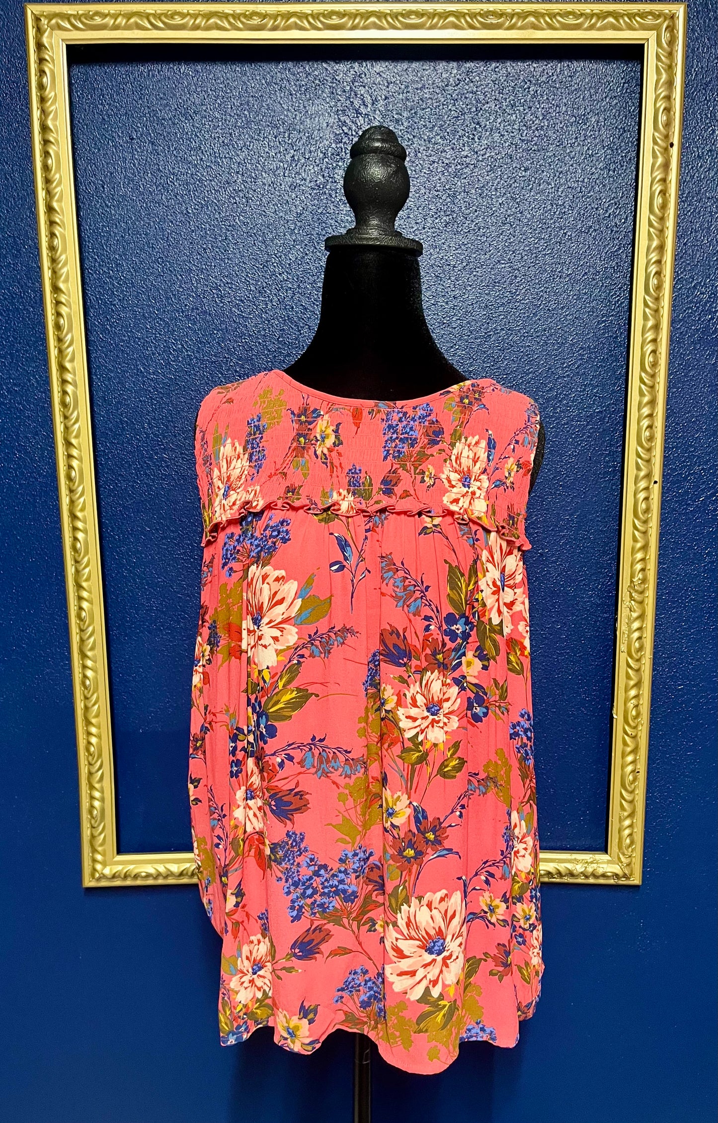 Loft Coral Floral Sleeveless Blouse