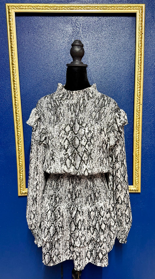 English Factory Smocked Snakeskin Dress