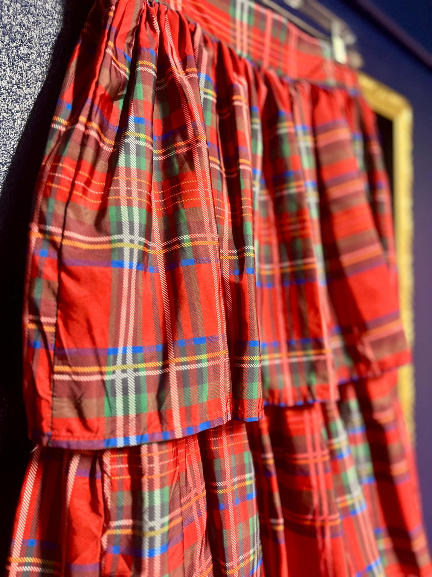 Aura Plaid Tiered Ruffle Maxi Skirt