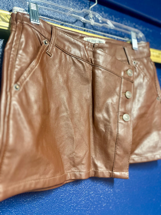 We the Free Brown Leather Wrap Skirt
