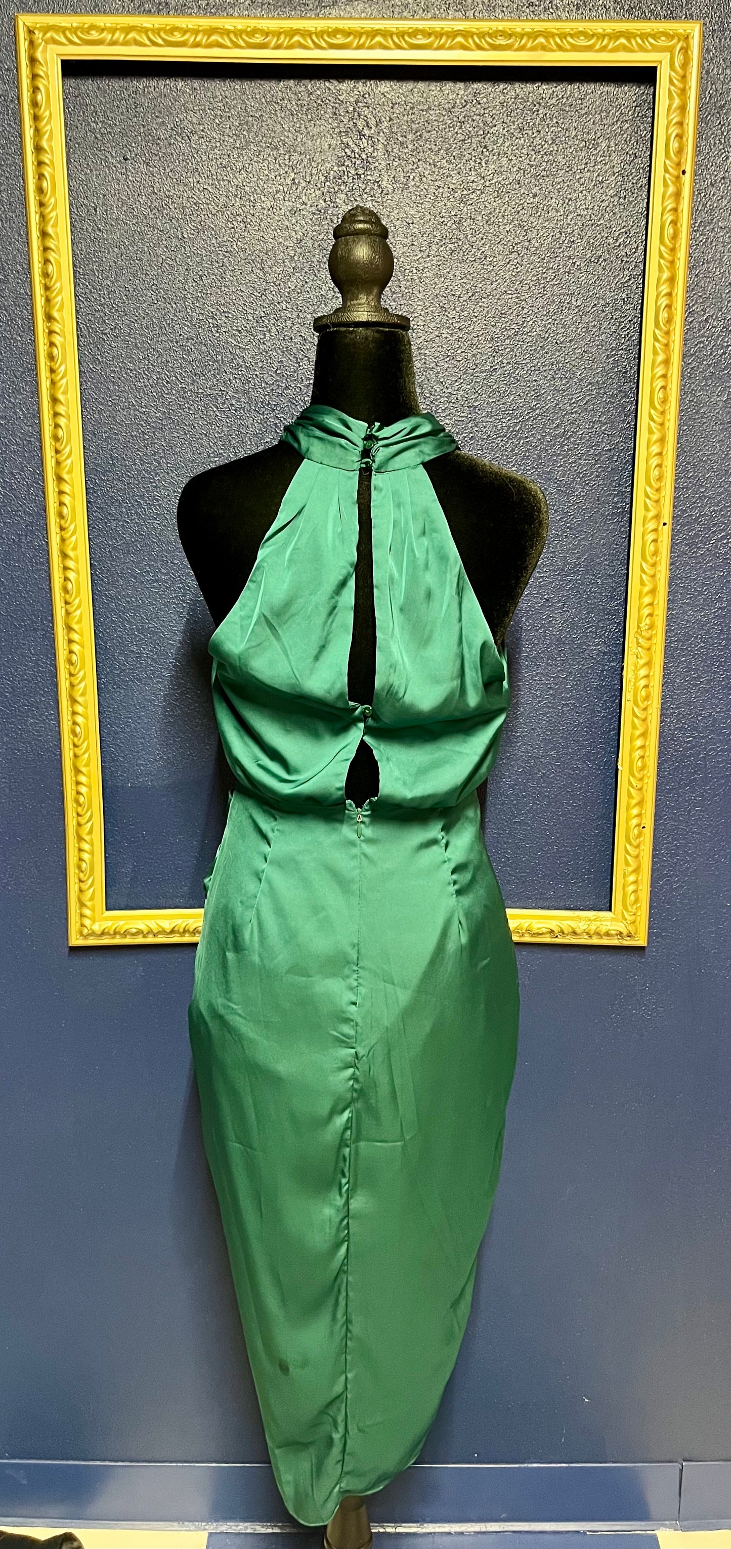 Emerald Green Silk Halter Dress
