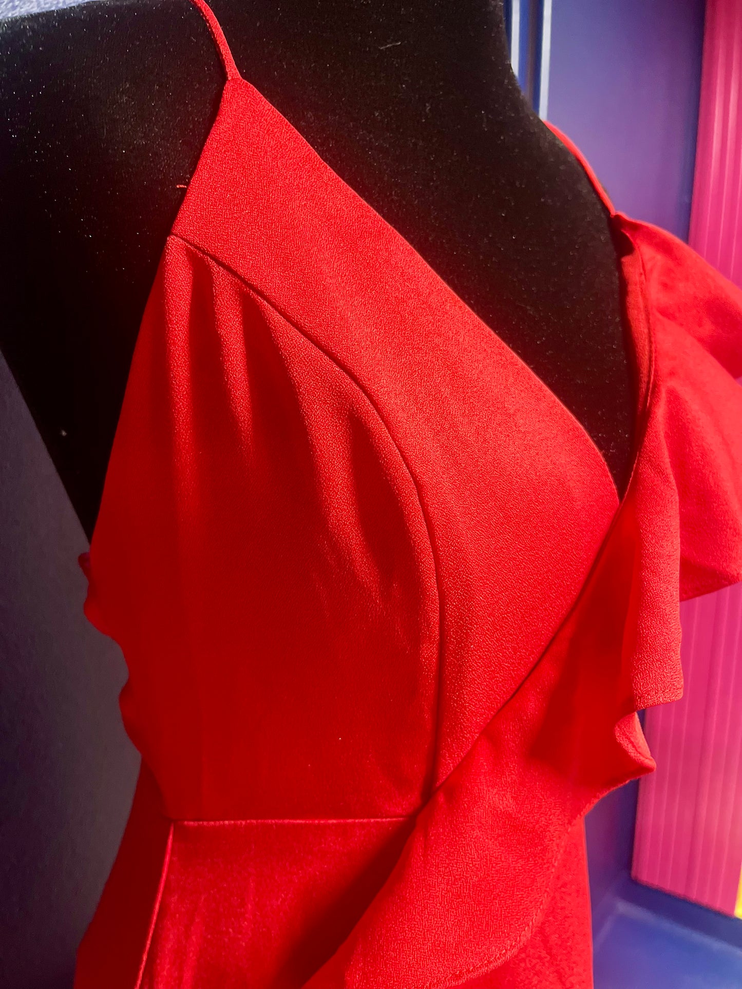 Red Ruffled Long Dress