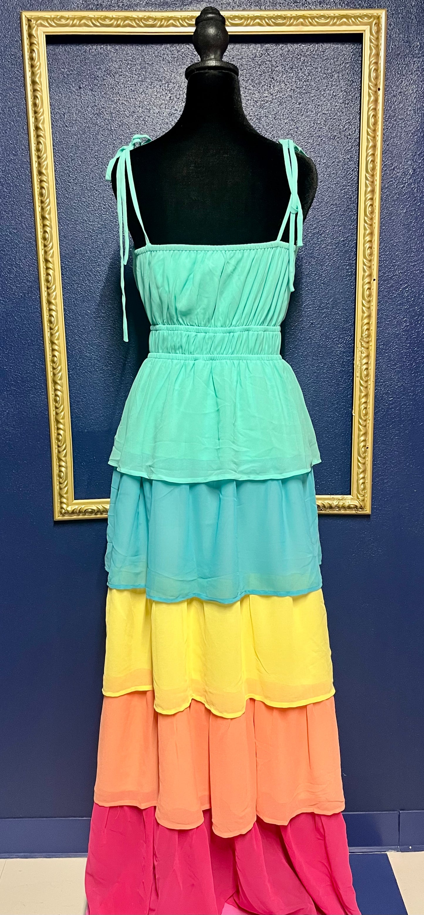 Aura Rainbow Tiered Maxi Dress