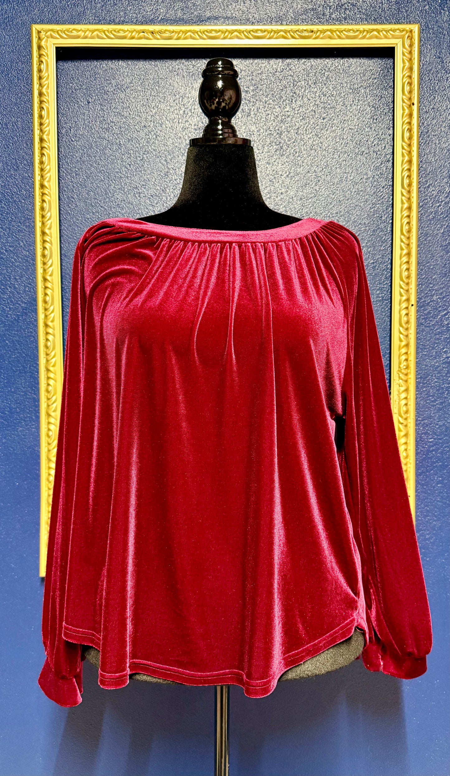 Umgee Maroon Velvet Blouse