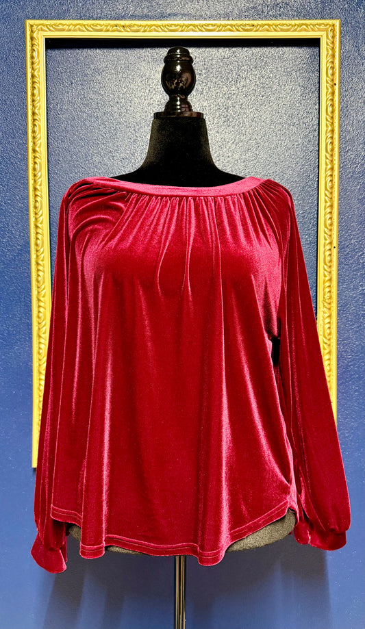 Umgee Maroon Velvet Blouse
