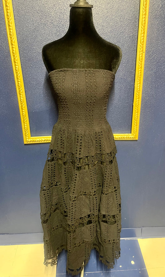 Strut & Bolt Strapless Detailed Black Dress