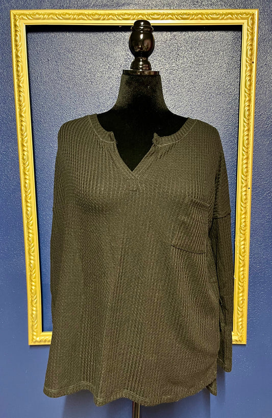 Jess Lea Black Waffle Knit Tee