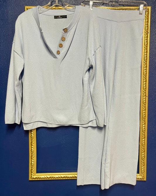 Baby Blue Waffle Knit Lounge Set