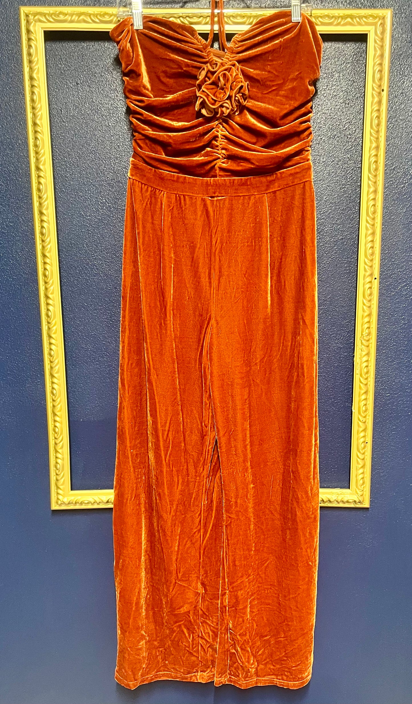 Entro Rust Velvet Jumpsuit