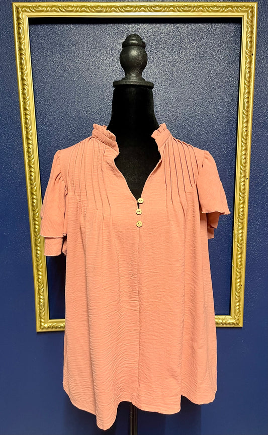 Detailed Dark Coral Blouse