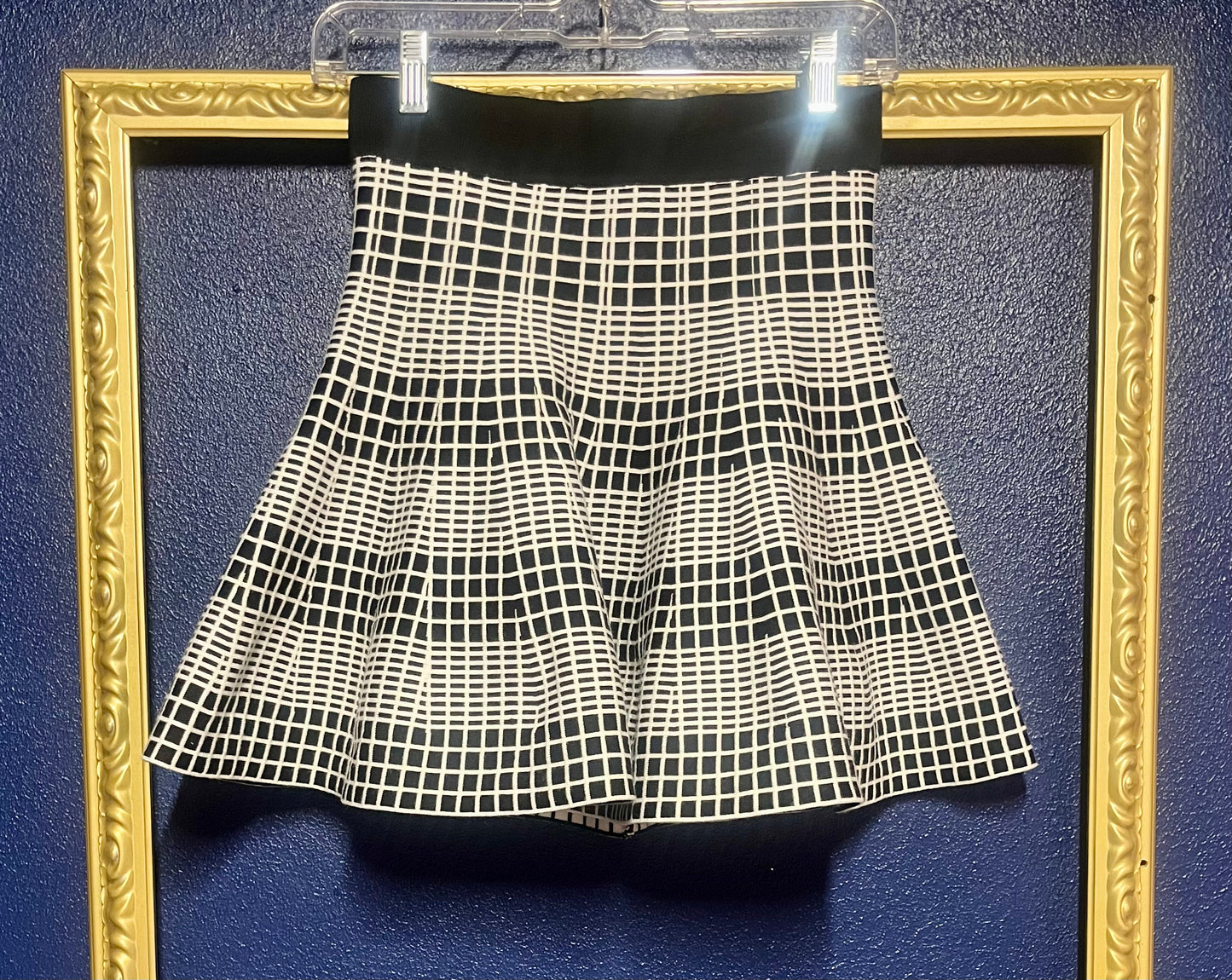 Black and White Plaid Stretchy Skirt