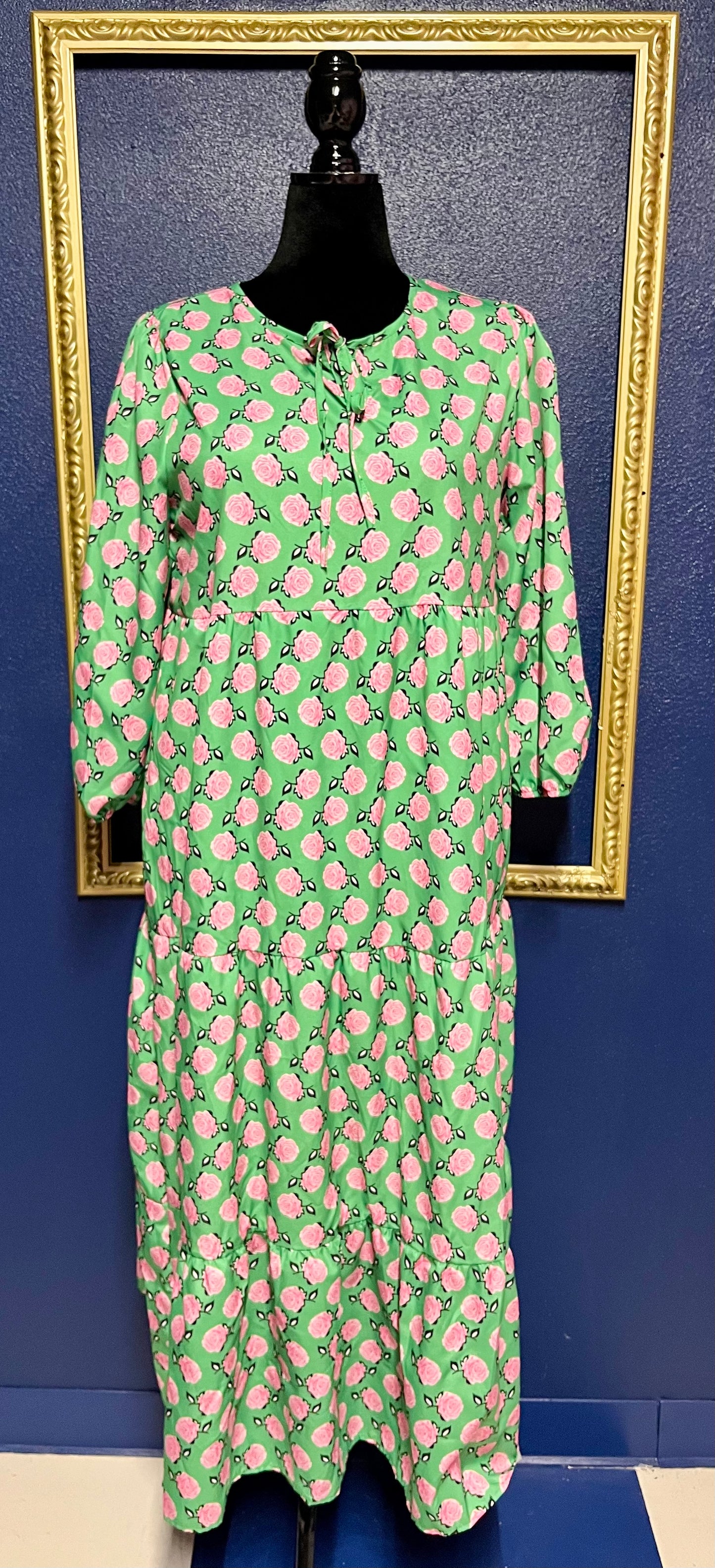 Hipster Row Green Floral Dress