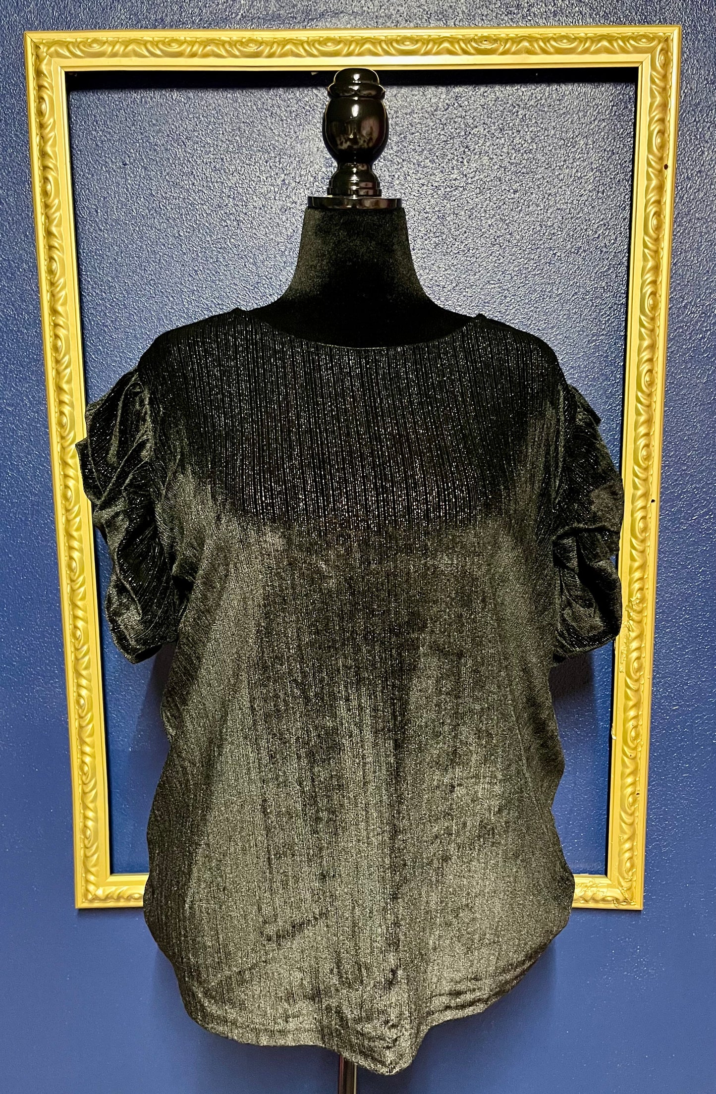 Jess Lea Black Shimmery Velvet Blouse