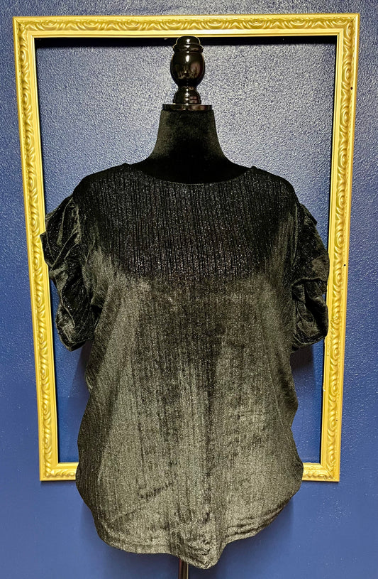 Jess Lea Black Shimmery Velvet Blouse
