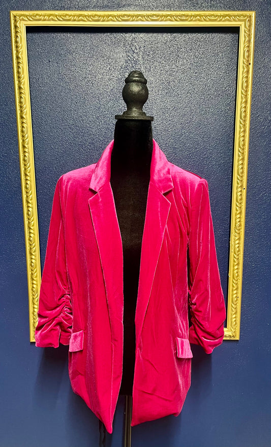 Skies Are Blue Pink Velvet Blazer