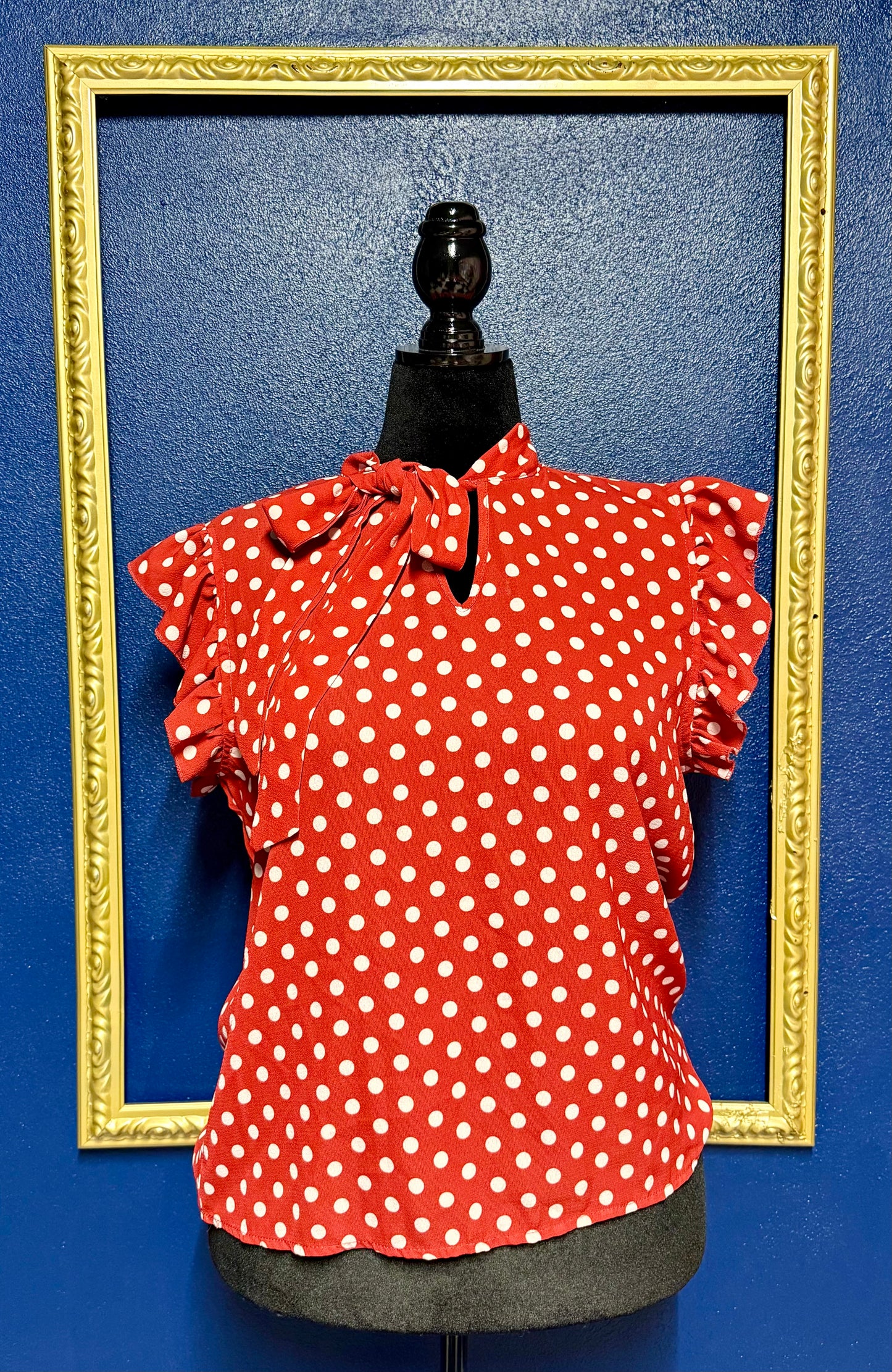 Red and White Polka Dot Blouse