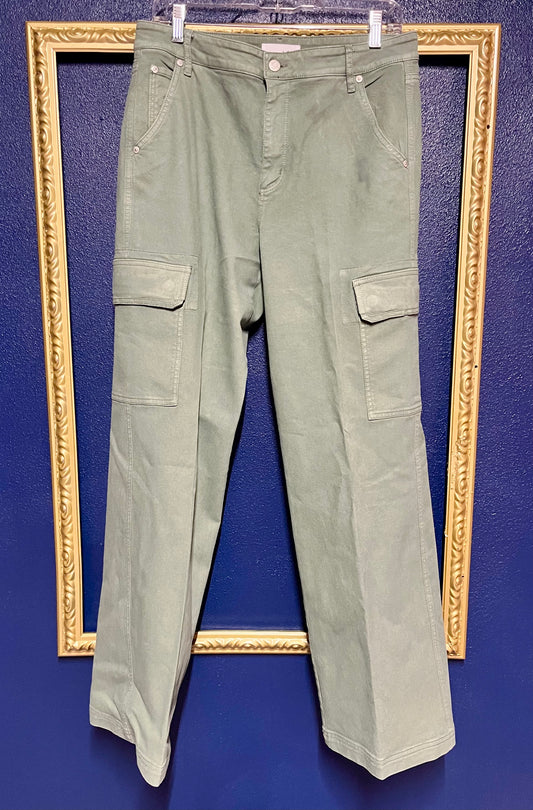 Loft Green Wide Leg Cargo Jeans