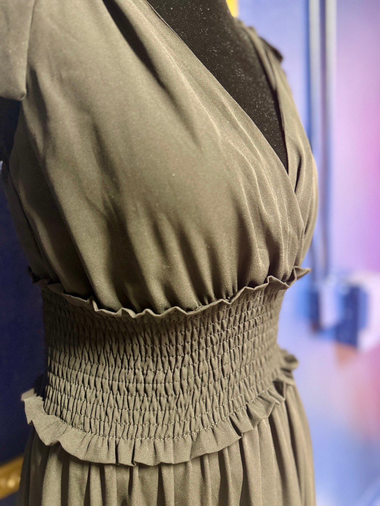 Strut & Bolt Black Smocked Waist Maxi Dress