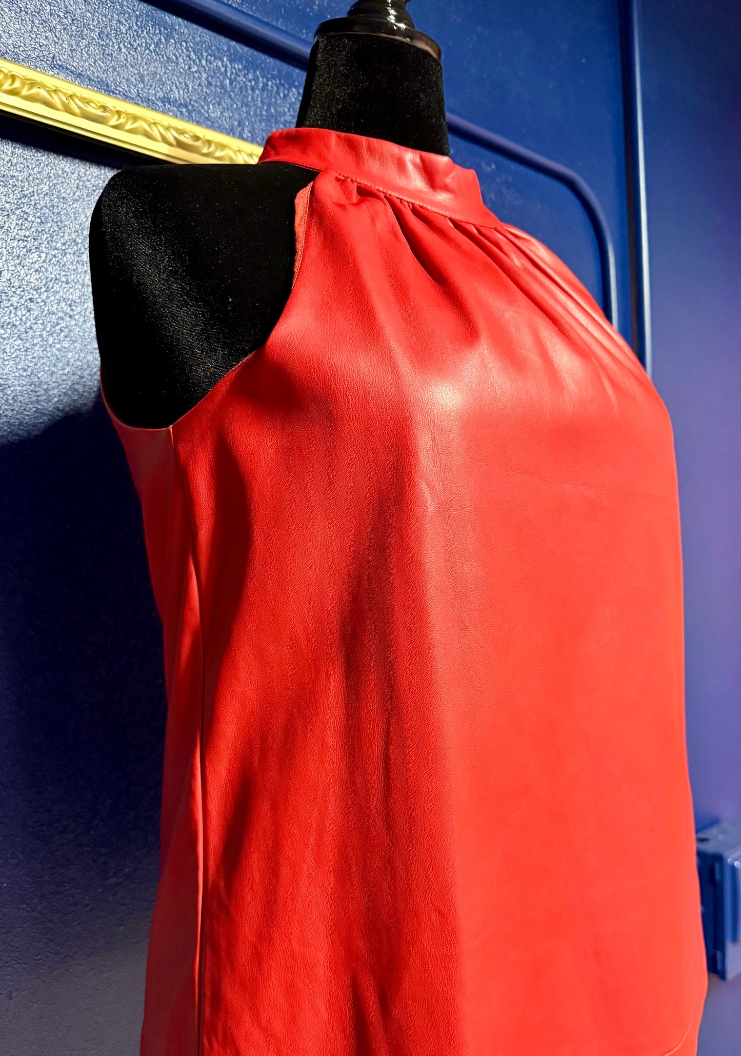 Jade Red Pleather Top