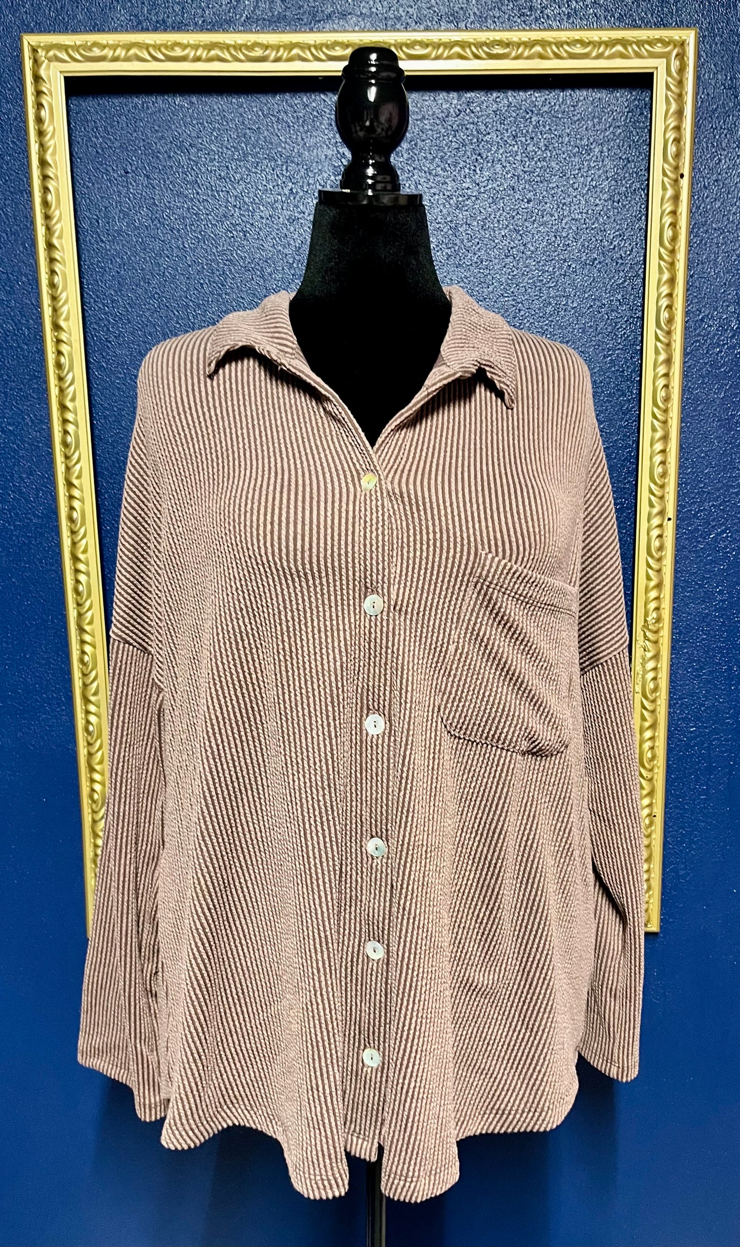 Blumin Brown Ribbed Button Down