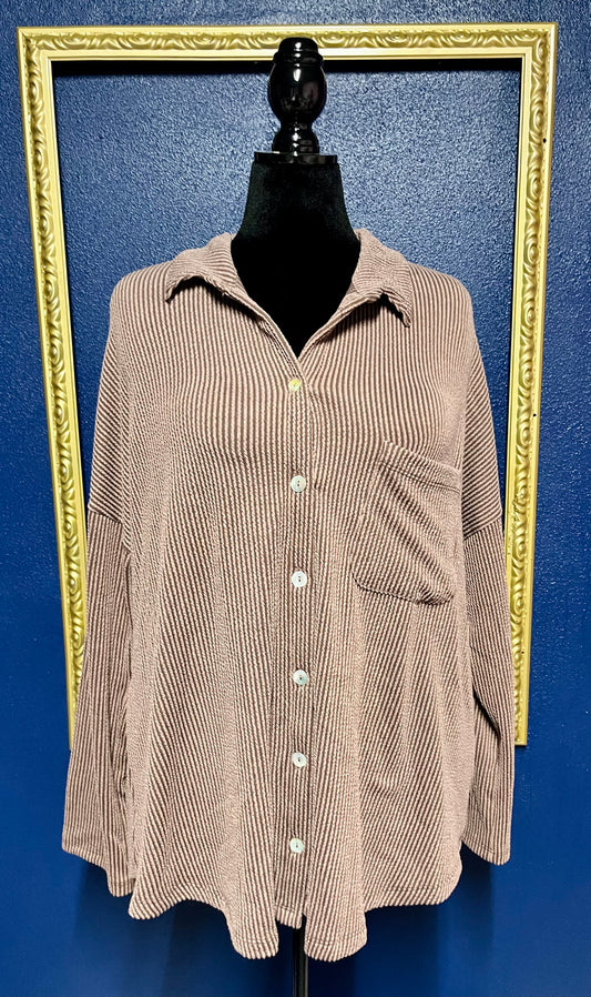 Blumin Brown Ribbed Button Down