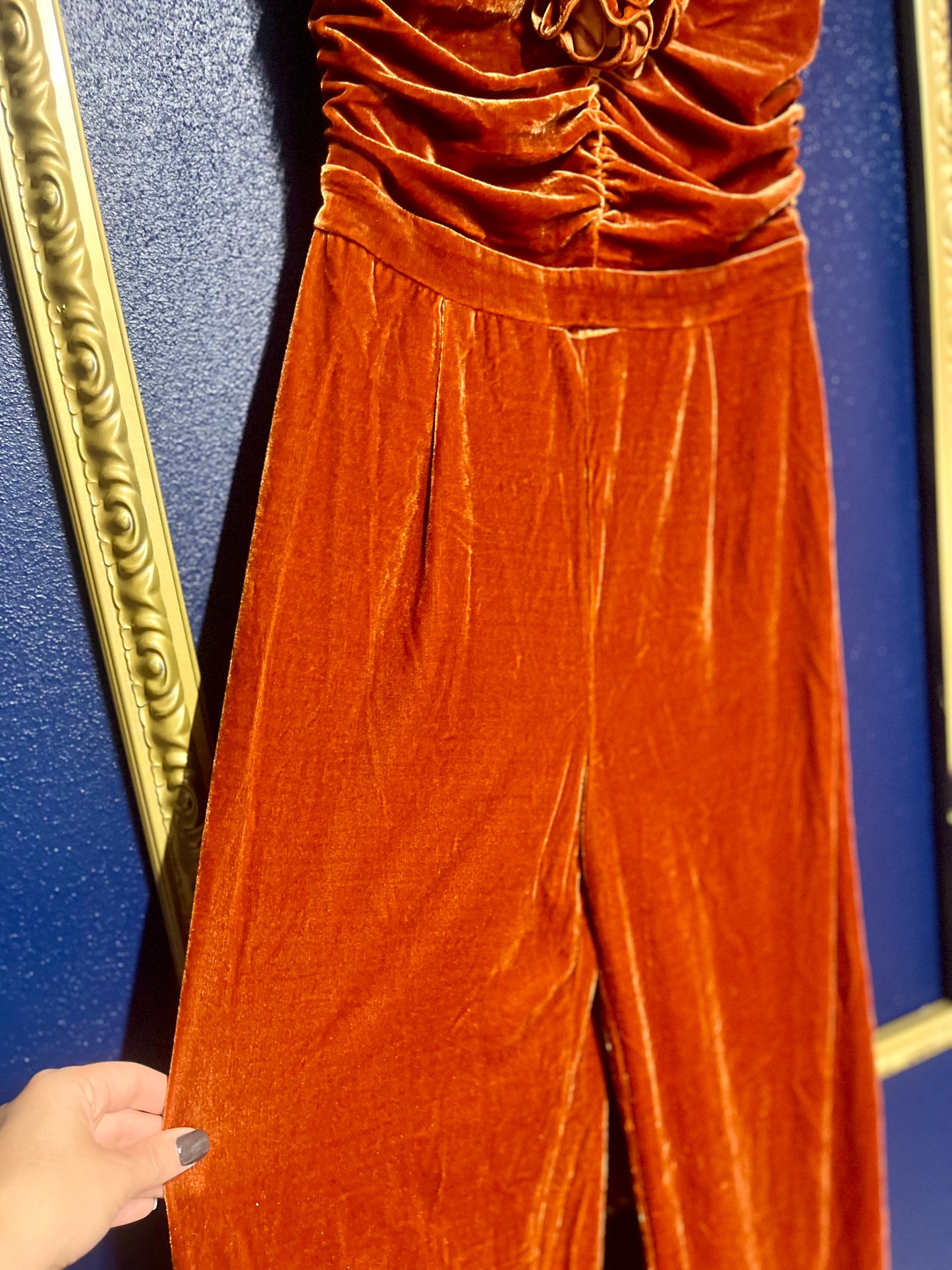 Entro Rust Velvet Jumpsuit