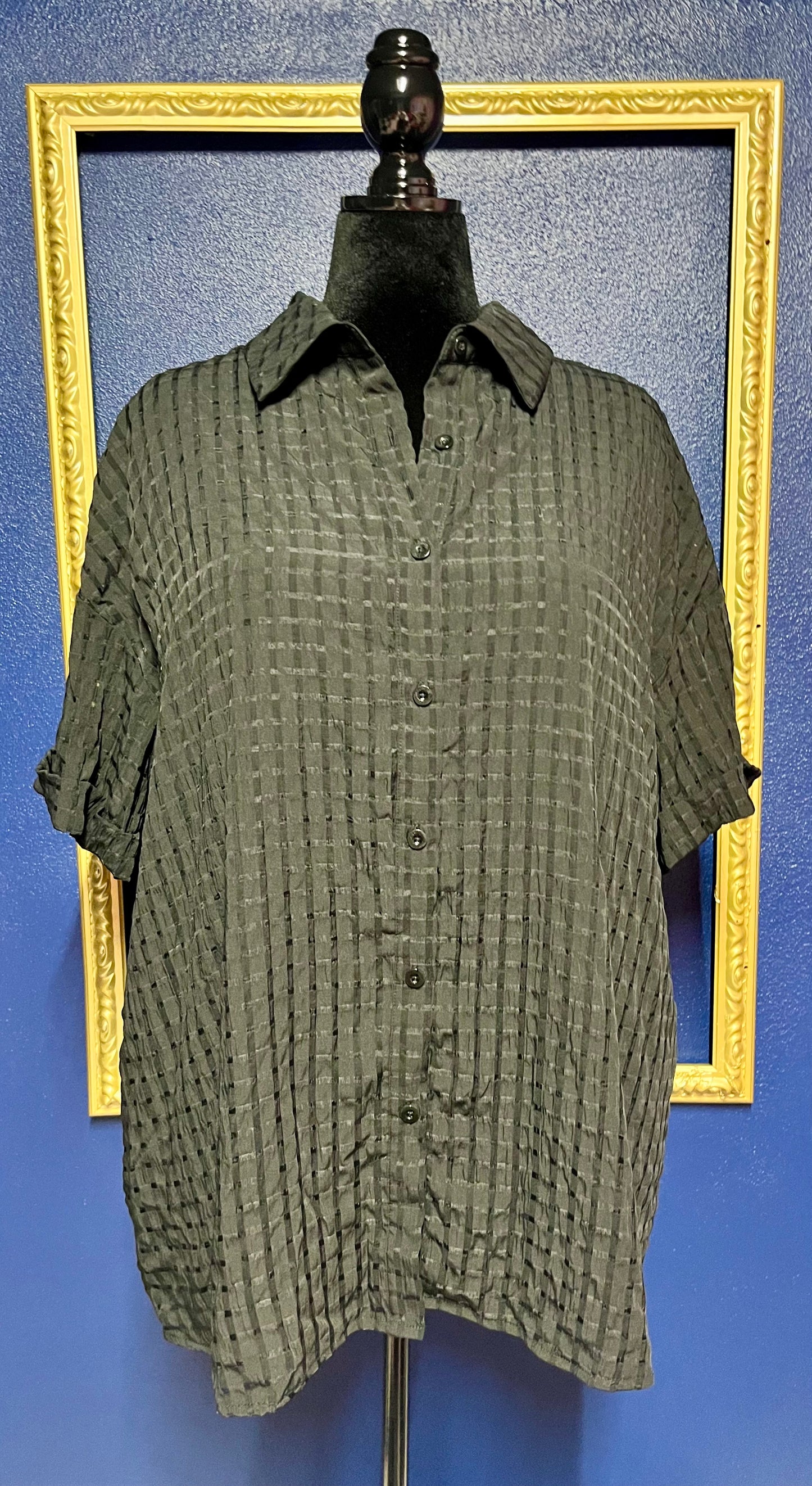 SHEIN Black on Black Patterned Blouse